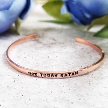 Load image into Gallery viewer, NOT TODAY SATAN Skinny Cuff Adjustable Bracelet