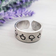 Load image into Gallery viewer, Middle Finger Hand Stamped Aluminum Wide Band Finger Ring
