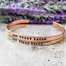 Load image into Gallery viewer, NOT TODAY SATAN Skinny Cuff Adjustable Bracelet