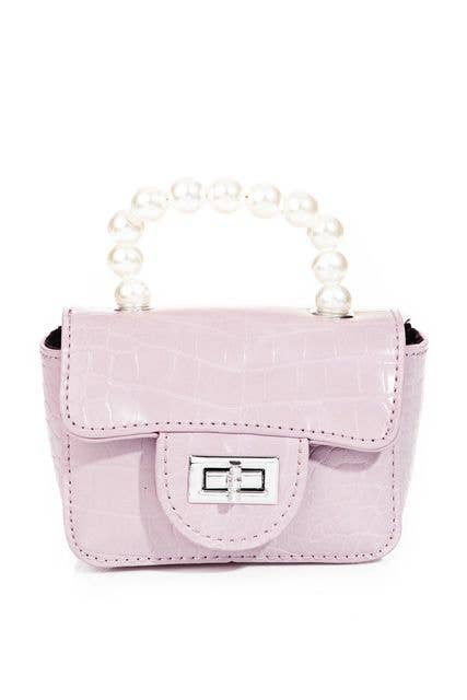 Turn Lock Faux Alligator Back - Pink