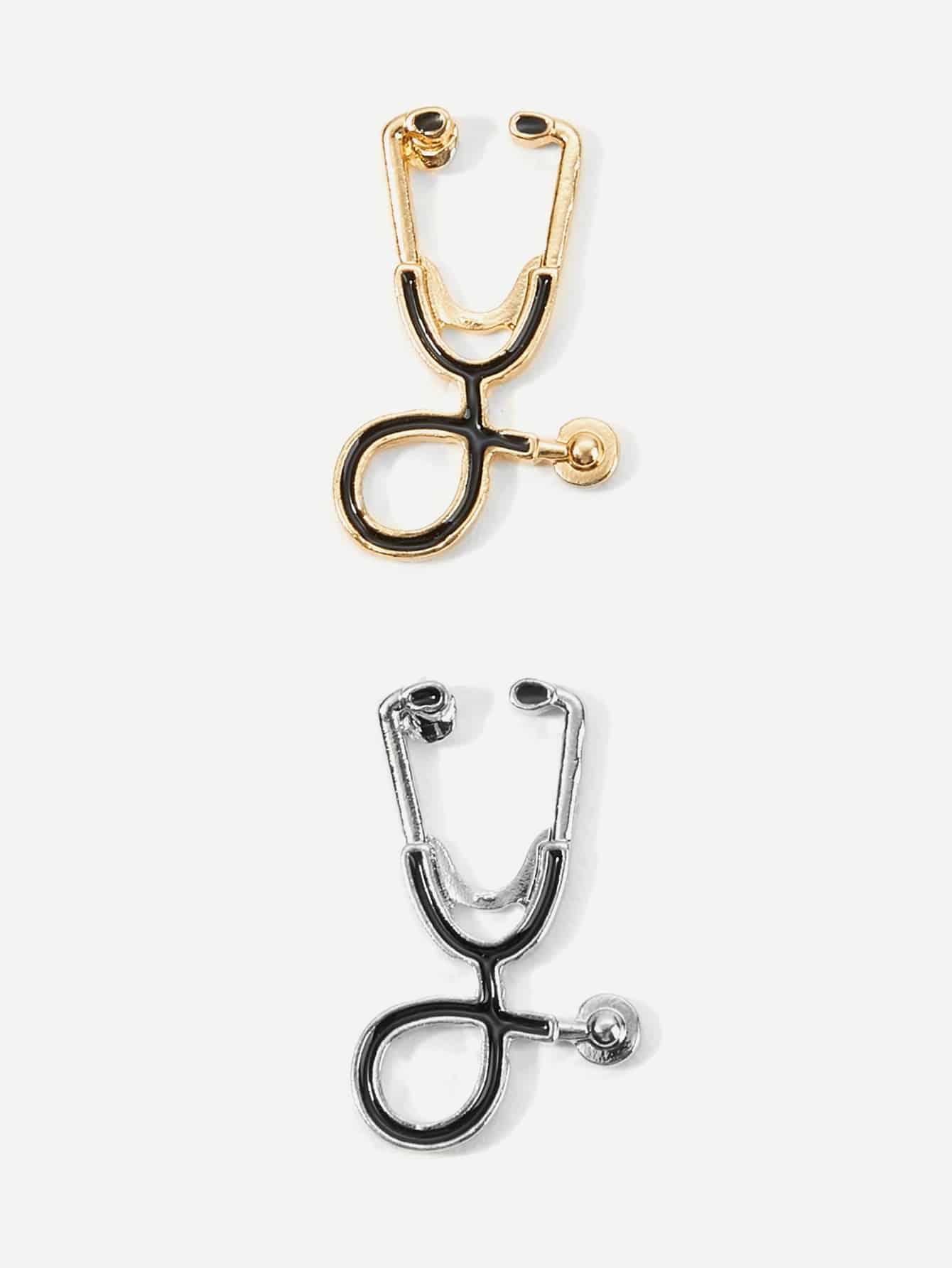 Stethoscope Shaped Brooch 2pcs set