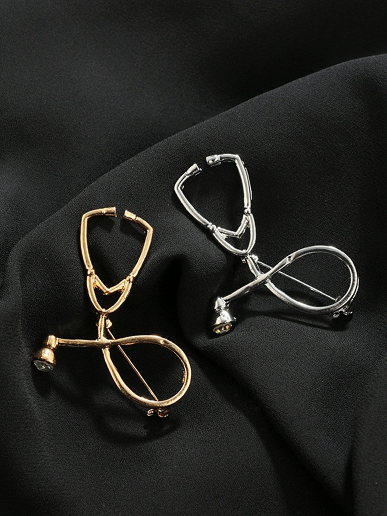 Stethoscope Design Brooch 2 piece set