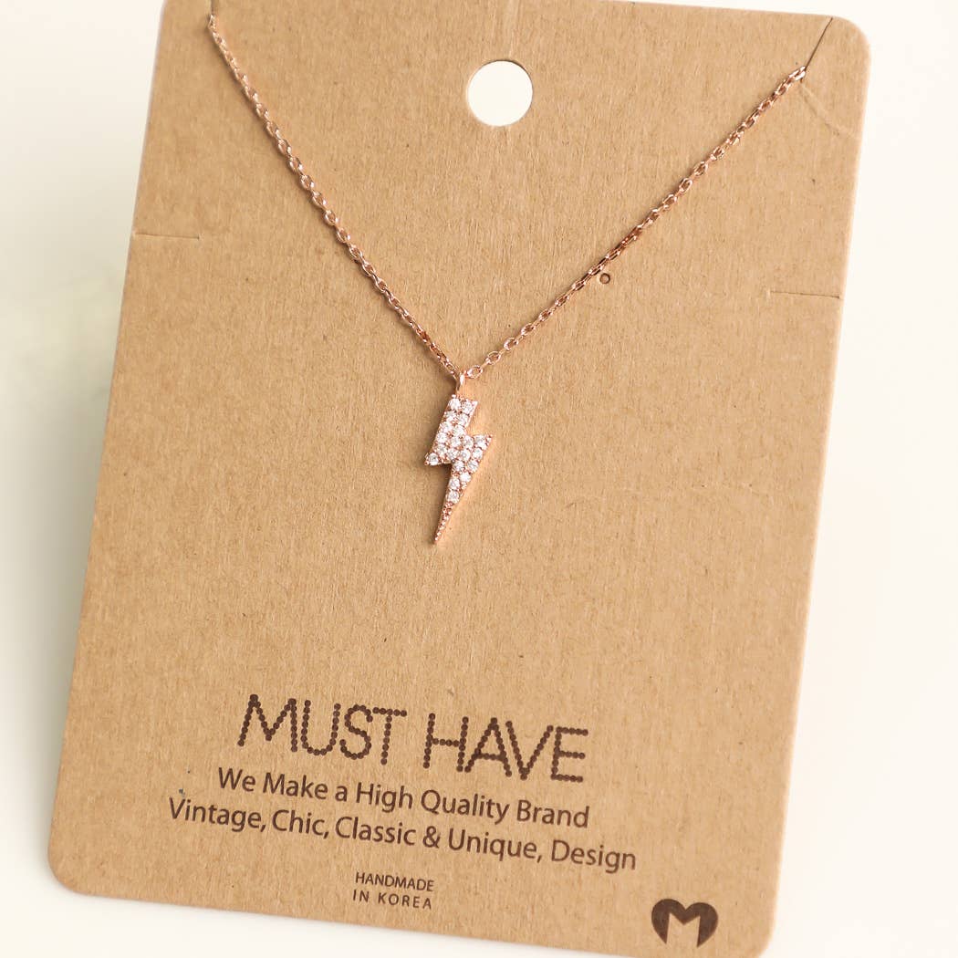 Mini Studded Lightning Bolt Necklace