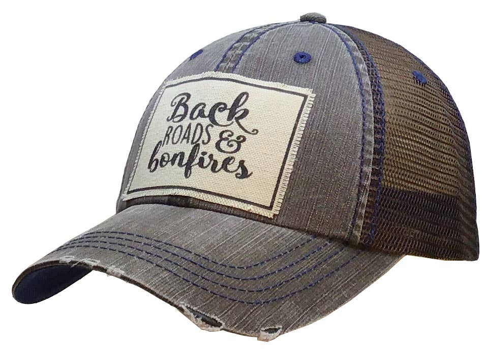 Vintage Life - Back Roads & Bonfires Distressed Trucker Hat Baseball Cap