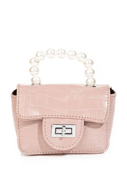 Turn Lock Faux Alligator Back - Blush