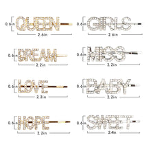 Load image into Gallery viewer, Rhinestones Bobby Pins Silver Plated Words Letter Crystal Hair Pins - &quot;BABY&quot;
