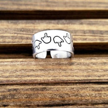 Load image into Gallery viewer, Middle Finger Hand Stamped Aluminum Wide Band Finger Ring
